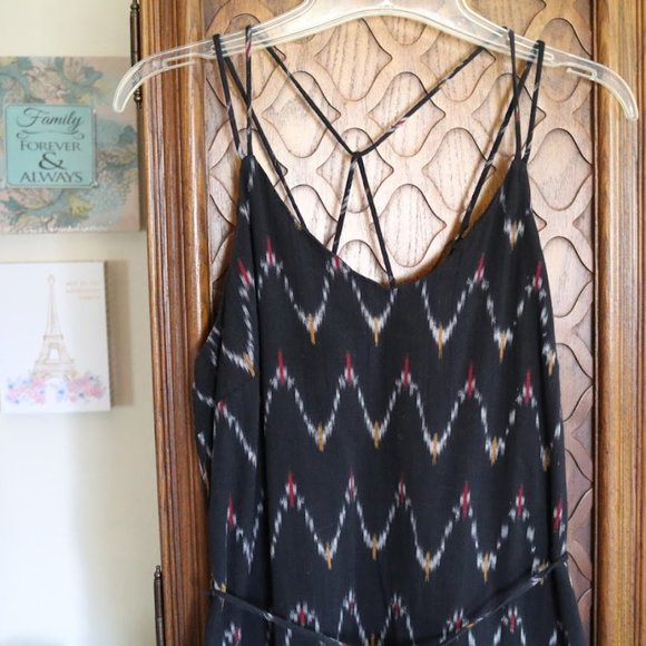 LOFT Chevron Zig Zag Strappy Tie-waist Cami Dress Style# 469763 - Size 10 - Picture 6 of 16